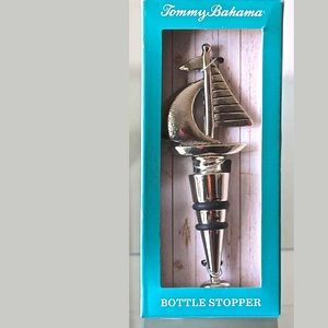 TOMMY BAHAMA BAR BOTTLE STOPPER SILVER SAIL BOAT NIB